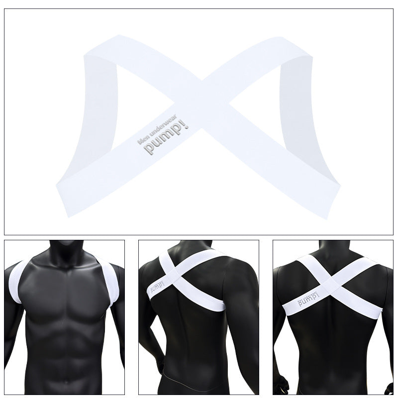 Image of New Men’s Beautiful Back Fitness Elastic Sexy Shoulder Strap Macho Muscle Abs GAY Chest Strap Party Fitness Strap